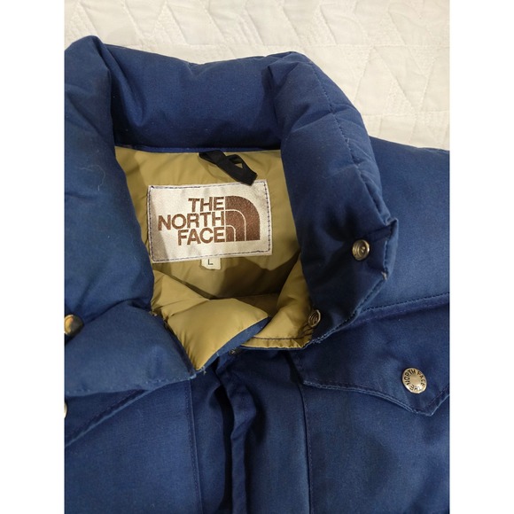 The North Face Vintage Brown Label Goose Down Nuptse Style Blue Puffer Vest 70's - Picture 6 of 16